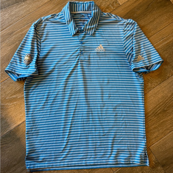 adidas Other - Adidas Mens lightweight breathable blue/white striped golf shirt size Large